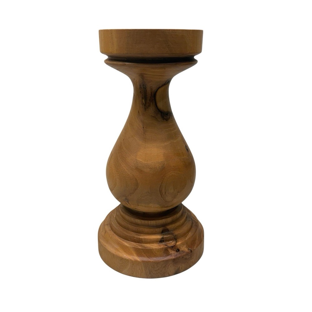 Vintage‎ Hand Turned Wooden Candlestick Taper Holders Hardwood 7.75 Inches (#4)